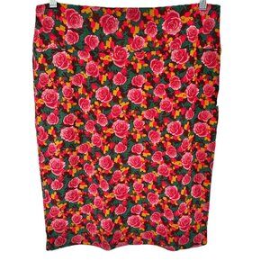 LuLaRoe Cassie Skirt Womens XL  Red Green Yellow Floral Pattern NWT